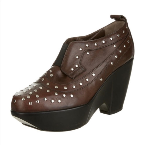 brown MARNI studded platform Leather Booties - Picture 3 of 8
